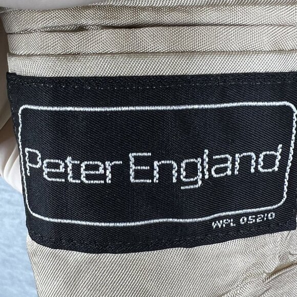 Peter England Men 46R Wool Blazer Suede Elbow Patches Button Detail Quiet Luxury - Picture 15 of 16
